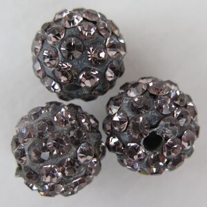 Gray Shamballa Beads, Round Polymer Clay Beads Crystal Shamballa Beads, 3 pieces, B14, 10mm Round Beads, Diy Jewelry Supplies, Zardenia