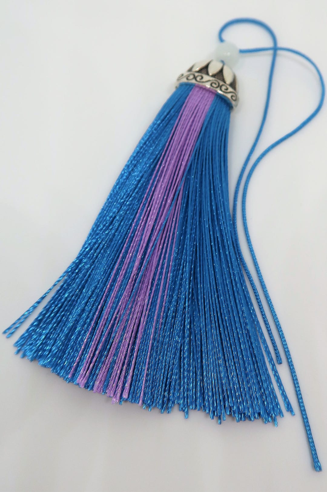 Blue Tassel, Long Blue Tassel, Blue and Purple Tassel, Large Tassel