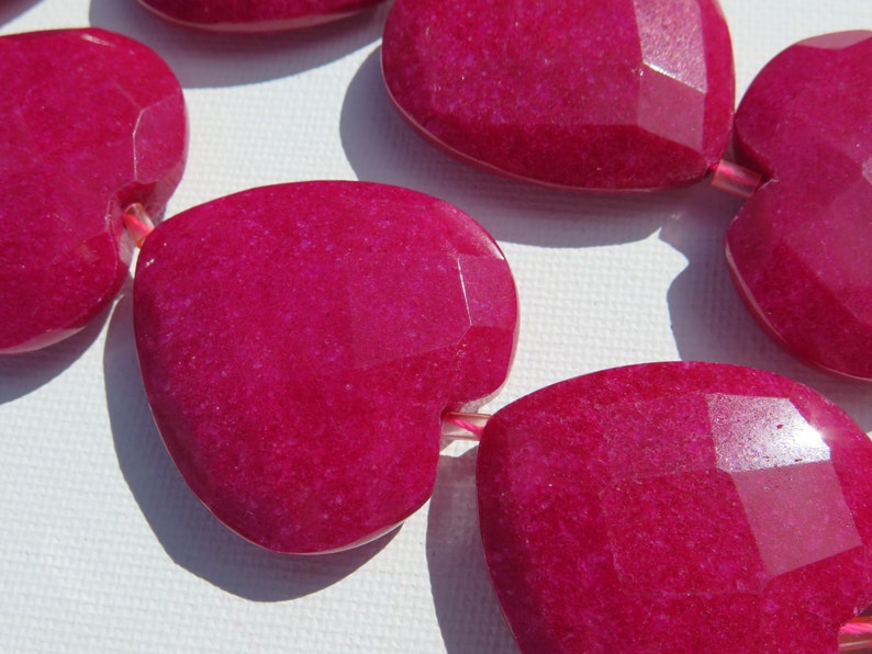 Heart Stones Dyed Jade Hearts Heart Beads 1PC Faceted Dyed Etsy