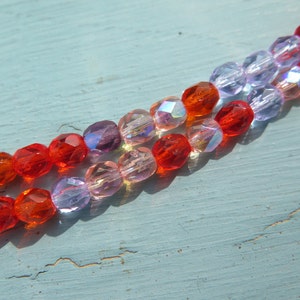Czech Beads, 25pcs Melonberry Mix, Fire Polished Round, Czech Glass Beads, 6mm Beads, 6mm Czech Glass Beads