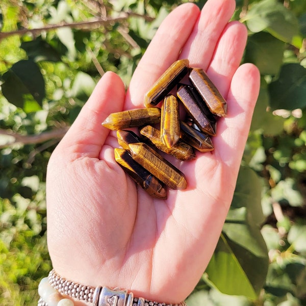 Tiger's Eye Crystal Points, Tiger Eye Points, Double Crystal Points