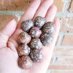Leopardskin Jasper Heart Stones, Worry Stones, Pocket Stones, Heart Worry Stones, Pocket Heart, 1 pc Heart Stone, Zardenia