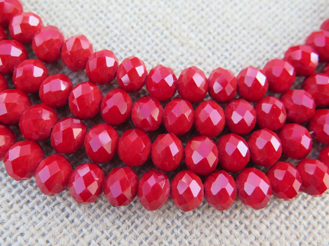 Crystal Beads Red Crystal Beads Faceted Crystal Rondelles Etsy