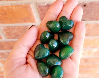 Green Agate Heart Stones, Heart Crystals, Pocket Heart, Heart Worry Stones, 1 pc Heart Stone, Zardenia