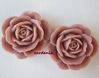 Mauve Roses, Resin Cabochons, DIY Flowers, 38mm Rose Cabochons, 2pcs Rose Cabochons, Large Matte Rose, Jewelry Supplies and Crafts, Zardenia