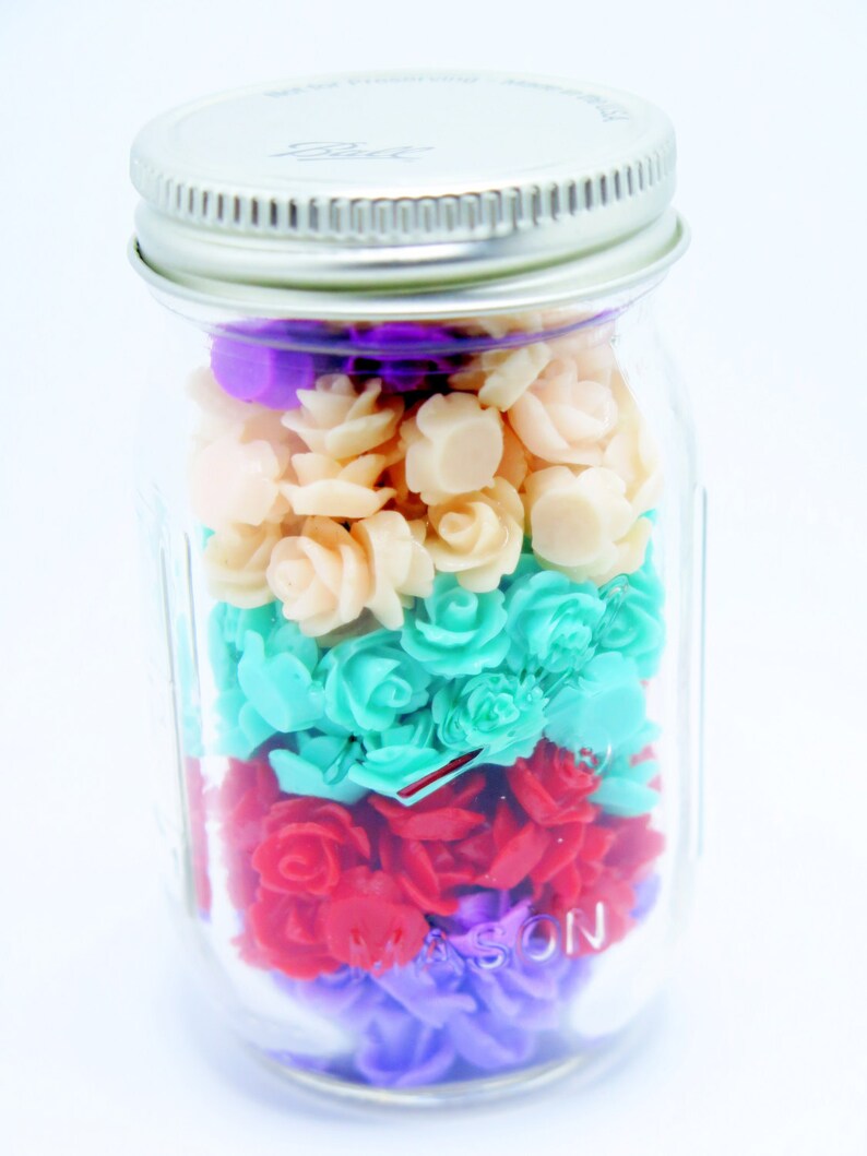 Mini Rose Flower Cabochons & Earring Post DIY Kit in Jar 10mm Etsy