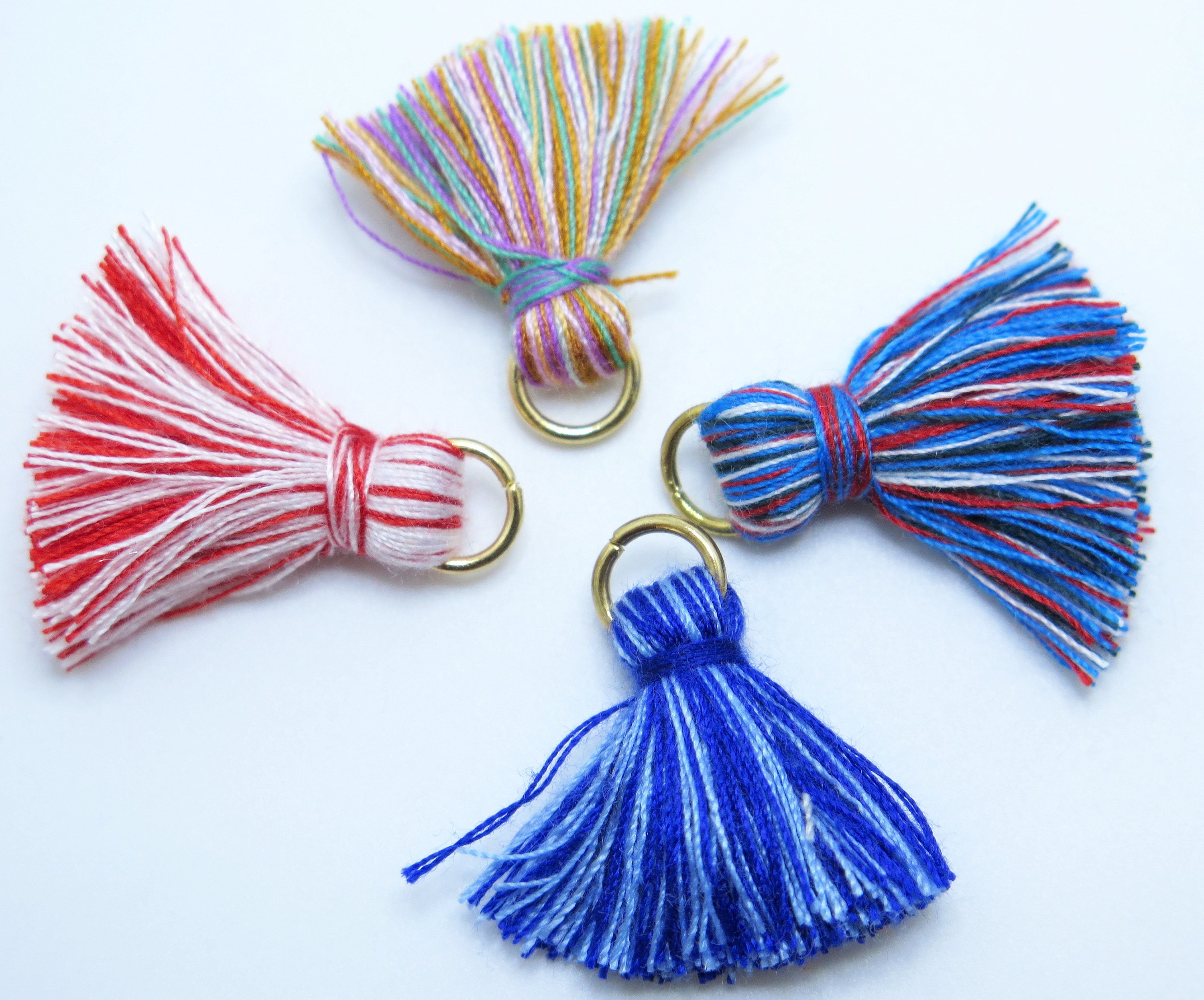 Red, White & Blue Tassel Mix 8, 4 Color Sampler Pack, Small