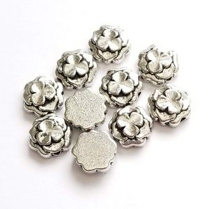 Clover Beads, Antique Silver Clover Beads, Metal Clover Beads, C127, 10 pieces, 10mm, Zardenia