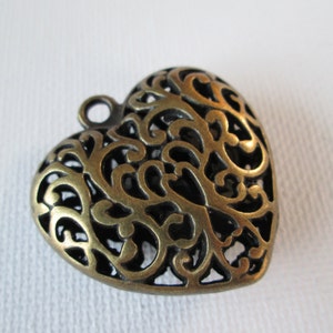 1PC Antique Brass Heart Pendant 35mm Jewelry Findings by ZARDENIA image 2
