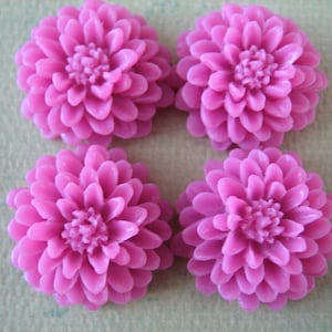Pink Flower Cabochons, 4pcs Light Raspberry Resin Mum Flower Cabochon, 20mm Cabochons, Diy Flowers, Zardenia Supplies