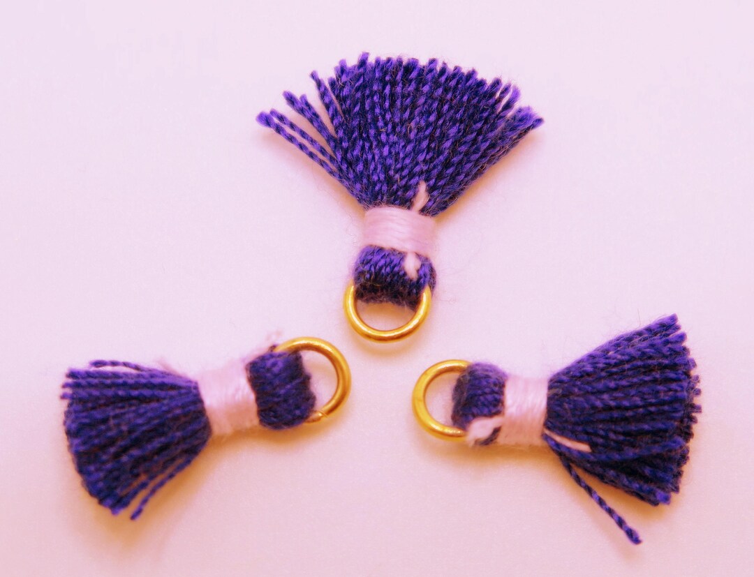 Blue Tassels Cotton Tassels Gold Toned Jump Ring Blue and Etsy