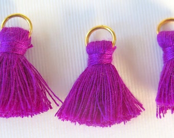 Purple Tassels, Small Cotton Tassels, Grape Purple Tassels, 3 pieces 25mm Tassels, TSL3, Zardenia