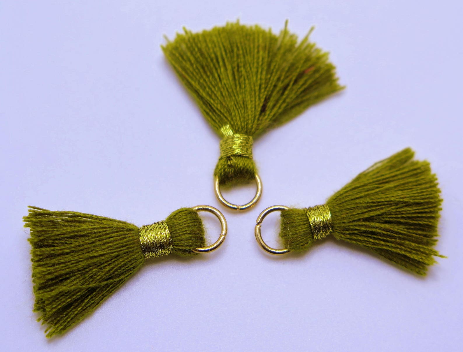 Green and Gold Tassels Small Cotton Tassels Olive Green Etsy