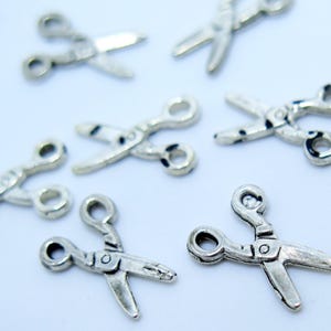 Scissor Charms, Mini Scissors, Pewter Scissor Charms, Antique Silver Scissor Charms, 10pcs, 12x9mm, PC18, Diy Findings by ZARDENIA