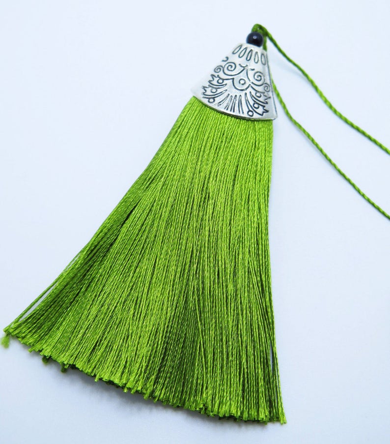 Green Tassel Green Tassels Large Silk Tassel With Antique Etsy
