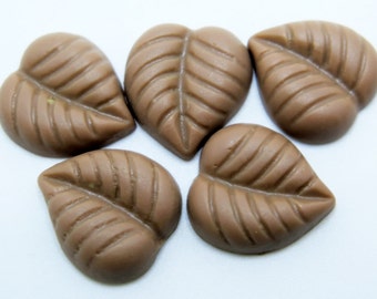 5PCS - Resin Leaf Cabochons - Brown Leaf Cabs - 15x13mm - Flat Back Cabochons - DIY Crafts, Scrapbooking and Jewelry Supplies