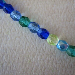 38PCS Blue Lagoon Mix Fire Polished Round Czech Glass Beads, 4mm Czech Glass Beads, Small Czech Glass Beads image 1