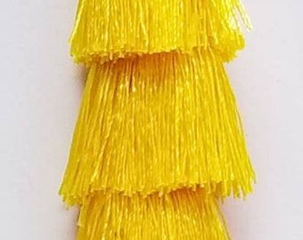 Yellow Tassels, DIY Tassels, Four Tier Tassel, Long Tassels, Sewing Tassels, RT108, 1 piece Tassel, Jewelry Supplies Zardenia