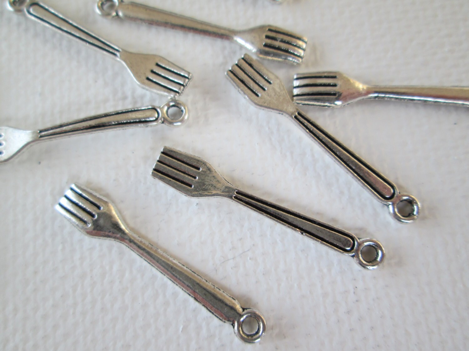 Fork Charms 10pcs Silver Toned Fork Charms 25mm Fork Charms Etsy