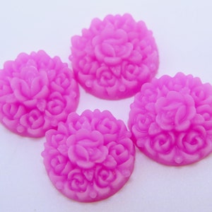 Flower Cabochons, Resin Flowers, 4pcs Rosebud Flower Cabochons, 17mm Pale Raspberry Cabochons, DIY Jewelry Supplies, Resin Crafts