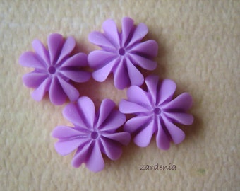 Purple Mini Coral Cabochons, 10mm Resin Flowers, 4pcs DIY Flowers, Purple Cabochons, DIY Findings and Craft Supplies, Zardenia