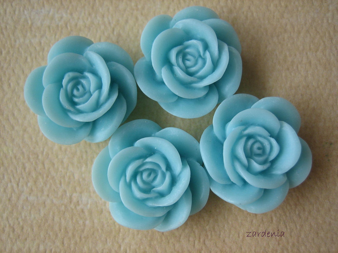 Plastic Blue Roses Blue Roses, Blue Flowers, 18mm Blue Roses, Resin Roses, 4pcs Rose ...