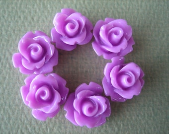 Purple Roses, Mini Roses, Small Roses, 6 pieces, Mini Rose Flower Cabochons, 10mm Roses, Resin Roses, Lavender Rose Cabochons, Diy Flowers