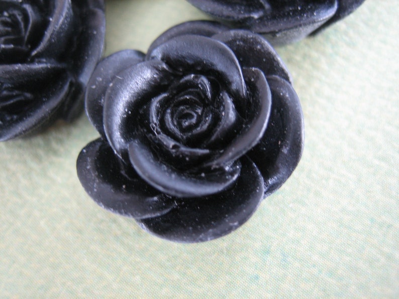 Black Roses 4pcs Rose Flower Cabochons 18mm Black Resin - Etsy New Zealand