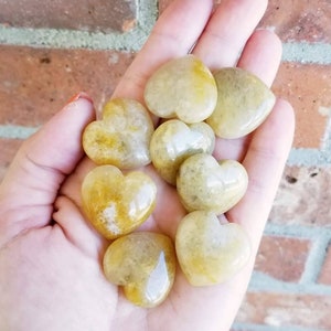 Yellow Jade Heart Stones, Worry Stones, Pocket Stones, Heart Worry Stones, Pocket Hearts, 1 pc Heart Stone, Zardenia