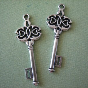 Key Charms, Key Charm, Antique Silver Key, Skeleton Key, 16x45mm, Silver Keys, Zardenia
