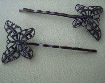 Butterfly Hair Pins, Antique Bronze Hair Pins, Butterfly Pins, 5 pieces, 55mm Large Hair Pins, Hair Supplies, Zardenia