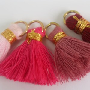 Pink Tassels, Burgundy Tassels, Mauve Tassels, Cotton Tassels, 4pcs, Approx 20mm, LGTMix2, Zardenia Tassels