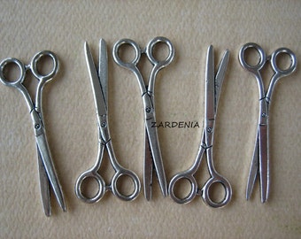 Large Scissor Charms, Antique Silver Scissor Charms, Hair Stylist Scissor Charm, 5pcs 41mm, ASSC1, DIY Jewelry  and Craft Supplies, Zardenia