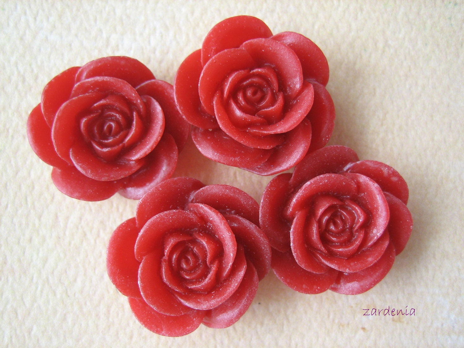 Red Roses Resin Roses 18mm Red Roses 4pcs Rose Flower Etsy