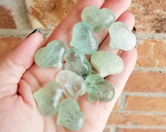 Green Fluorite Heart Stones, Worry Stones, Pocket Stones, Heart Worry Stones, Fluorite Heart, 1 pc Heart Stone, Zardenia