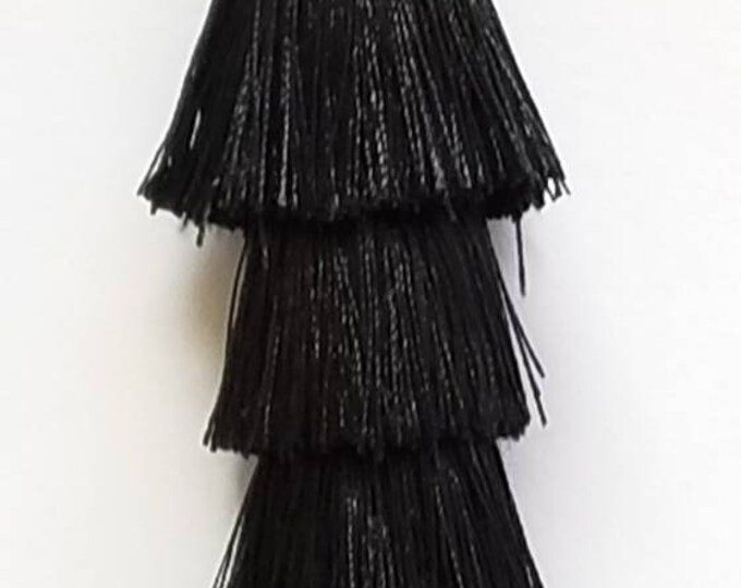 Black Tassels, DIY Tassels, Four Tier Black Tassel, Long Tassels, Sewing Tassels, RT116, 1 Piece