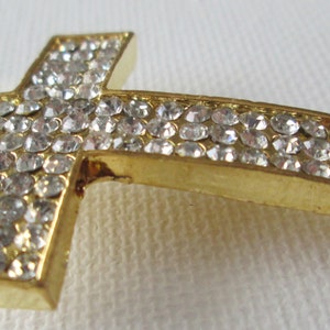 Cross Charm Connector, Gold Cross, Rhinestone Cross, Metal Cross, Gold Toned with Rhinestones, 1 piece, 55x34mm, Zardenia