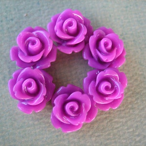 Mini Rose Cabochons, Purple Rose Cabochons, 10mm Mini Roses, 6PCS, Mini Rose Flower Cabochons, Cabochons by ZARDENIA