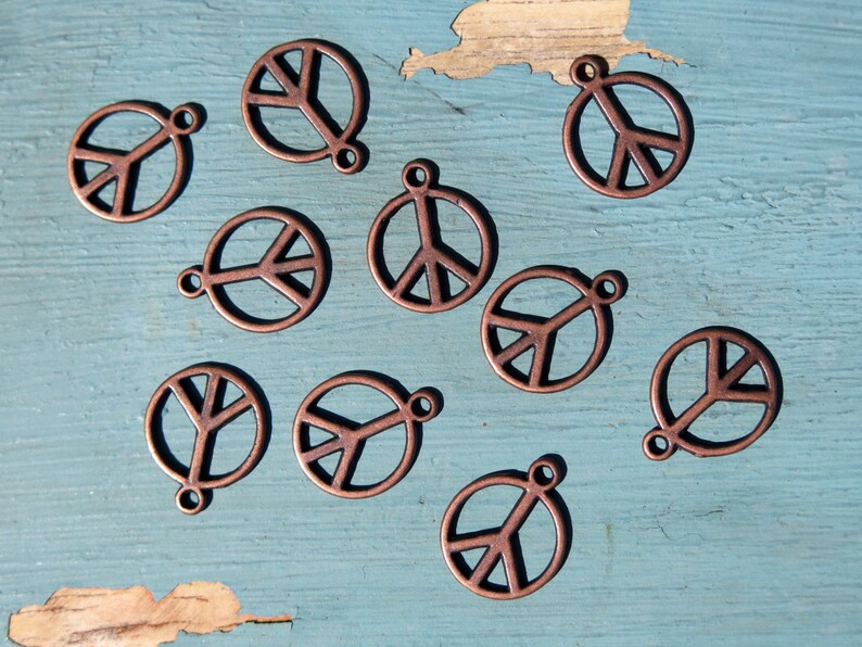 Peace Charms 10pcs Copper Peace Charms Peace Pendant Etsy