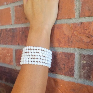 White Agate Bracelets, Agate Bracelets, Gemstone Bracelets, Stretch Bracelets