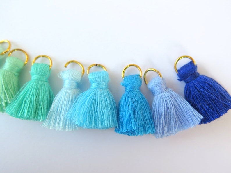 Bottle Green Color Thread Tassels With Beads Set Of 2 main image 1