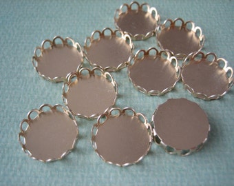 Cabochon Settings, Brass Cabochon Settings, Round Cab Settings, Unplated Brass, 12mm Round, 20 pieces