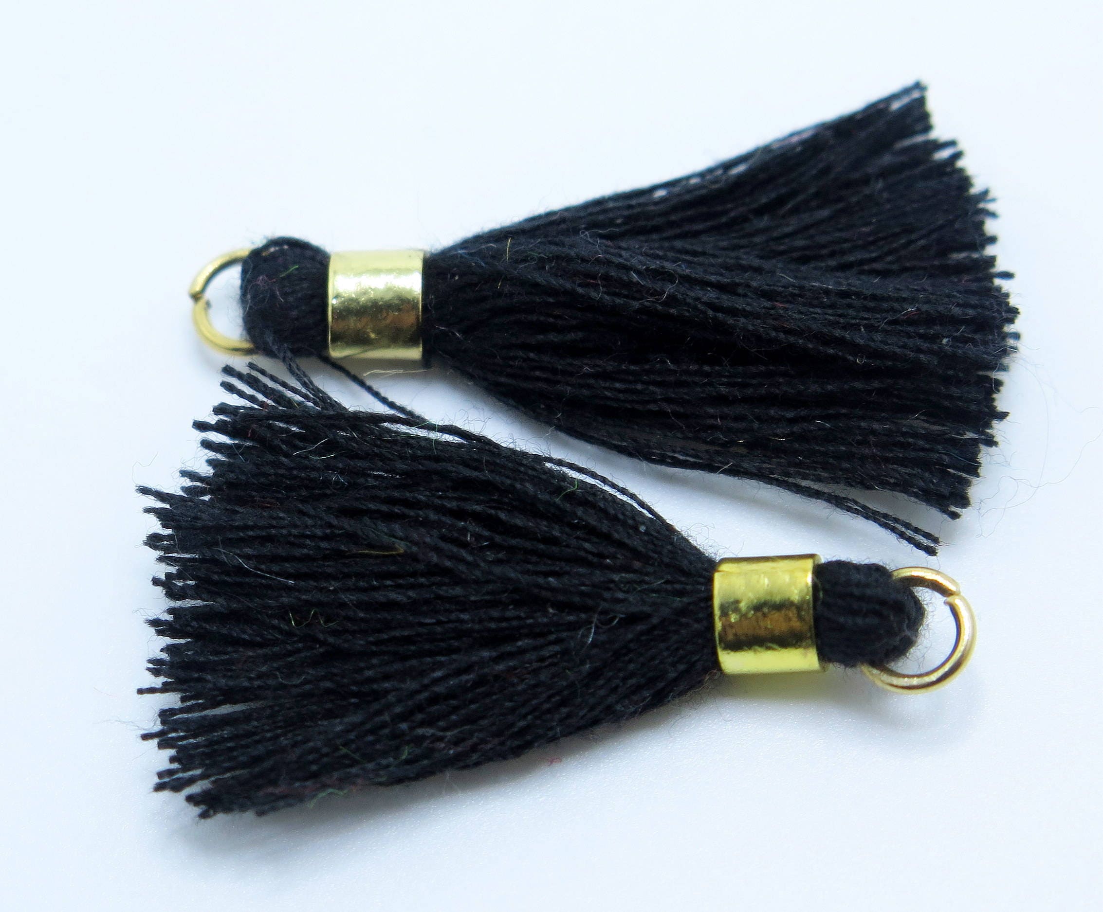 Black Tassels Cotton Tassels Brass Ring Tassels Diy Etsy
