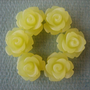 Yellow Roses, 6pcs Mini Rose Flower Cabochons, 10mm Resin Frosted Yellow Cabochons, DIY Flowers, Jewelry and Craft Supplies image 1