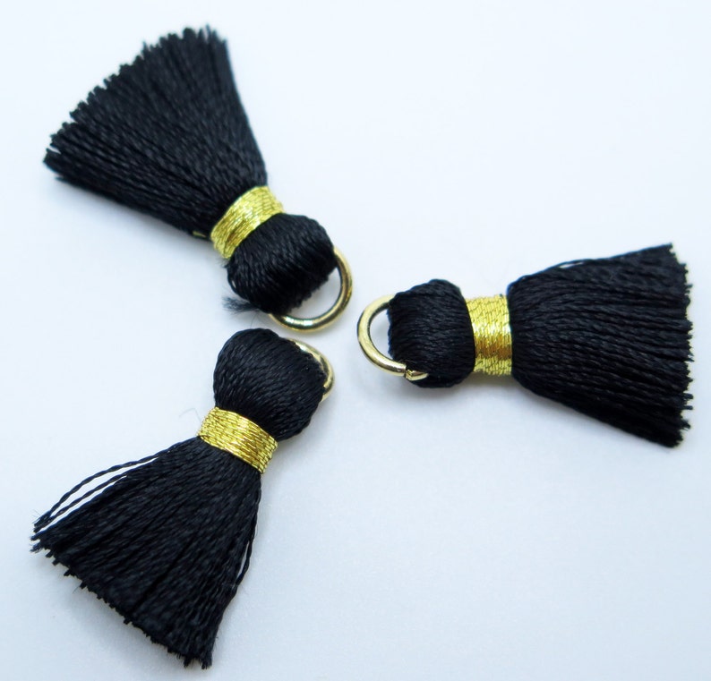 Black Tassels Black and Gold Tassels 3 Pieces 20mm Tassel - Etsy