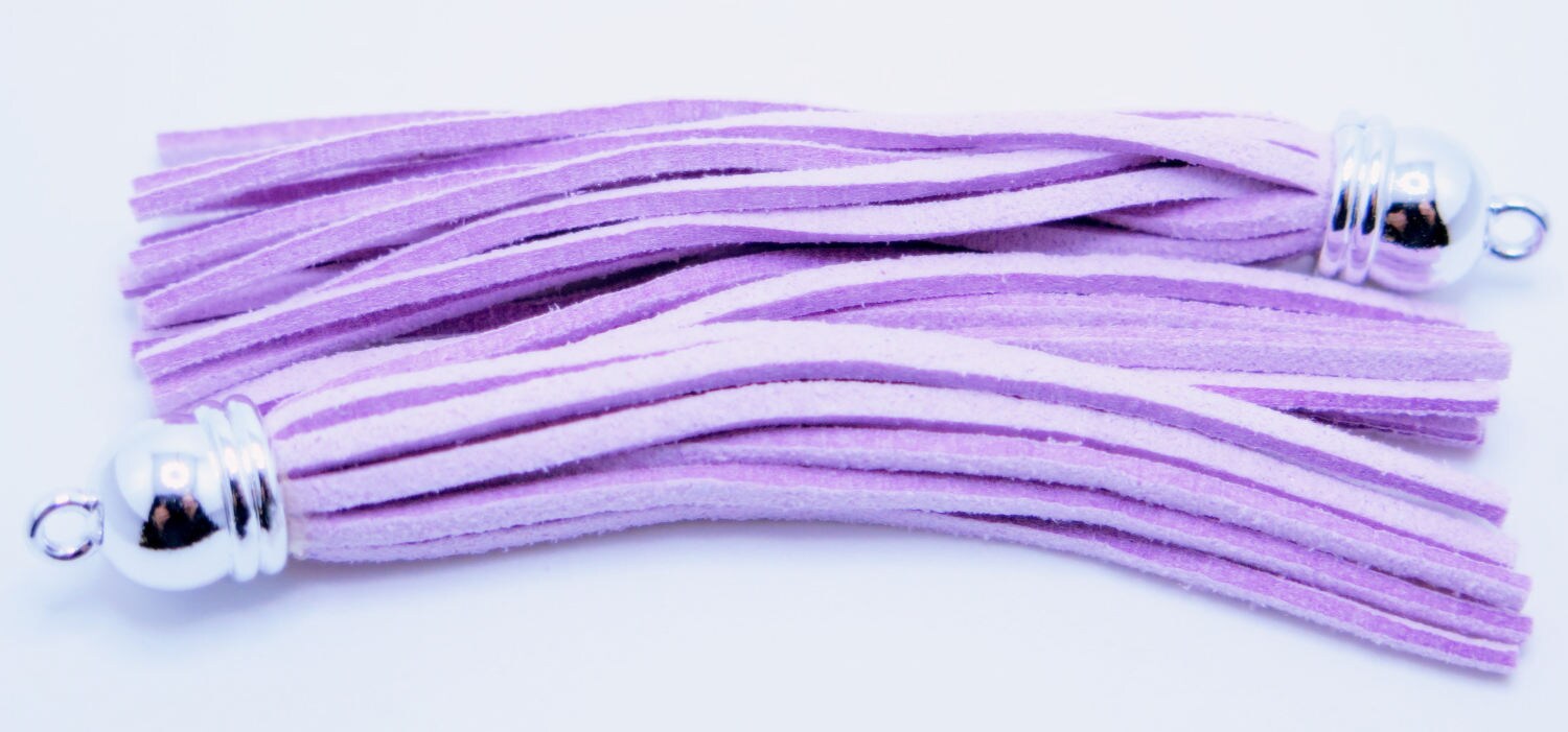 Purple Tassels Pale Lilac Faux Suede Tassels with Silver Etsy