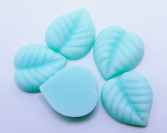 Leaf, 5pcs Resin Leaf Cabochons, Mint Leaf Cabs 15x13mm Flat Back Cabochons, DIY Crafts, Scrapbooking and Jewelry Supplies