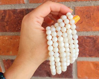 White Agate Bracelets, Crystal Bracelets, Stretch Bracelets