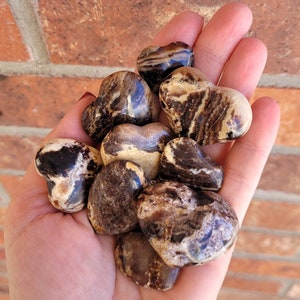 Black Opal Heart Stones, Pocket Hearts, Heart Palm Stones, Zardenia