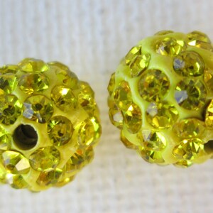 Yellow Crystal Shamballa Beads, Polymer Clay Beads, 3 pcs Yellow Shamballa, 10mm Beads, Jewelry Supplies, Diy Crafts, Zardenia
